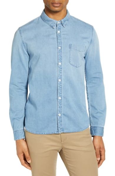 button down denim shirt for men