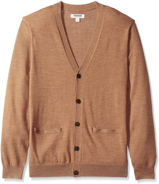 light brown merino wool cardigan sweater