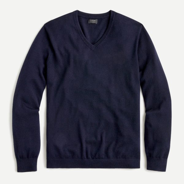 navy blue merino wool v neck sweater