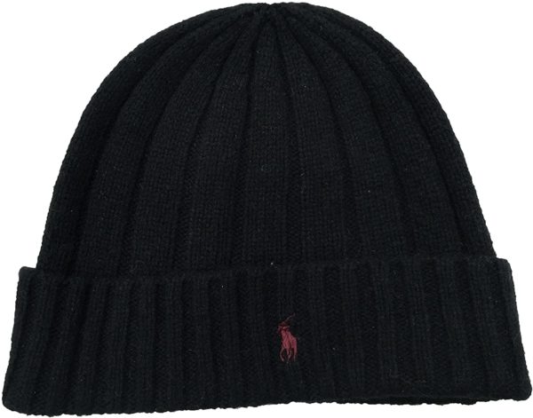 black cuffed merino wool beanie hat