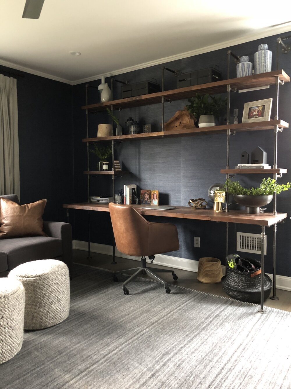 industrial style built in desk