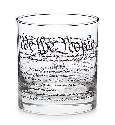 glassware with united states constitution and declaration decoration
