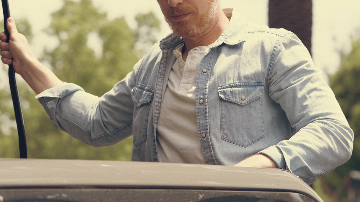 denim shirt over henley