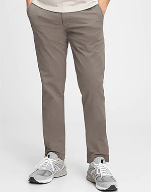brown colored slim fit khaki pants from gap