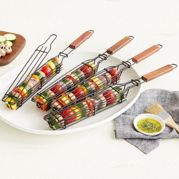 set of four kabob grilling baskets