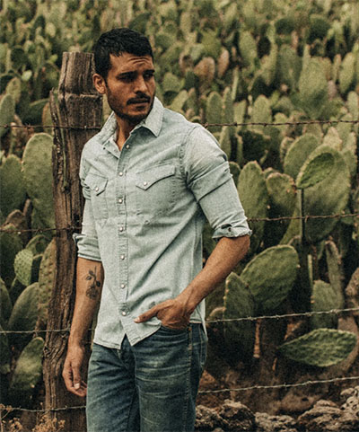 washed denim shirt for men from taylor stitch