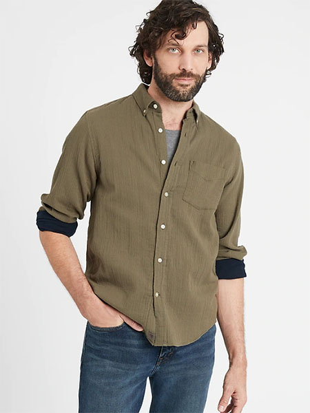 green long sleeve button up shirt