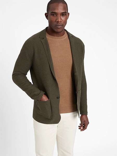 dark green sweater blazer