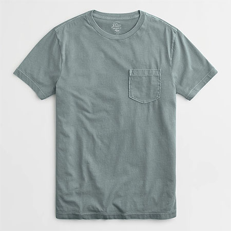 light blue short sleeve pocket crew neck shirt