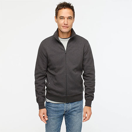dark grey zip front fleece jacket
