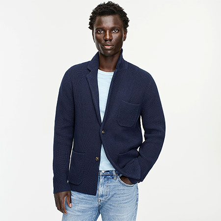 dark blue cotton sweater blazer