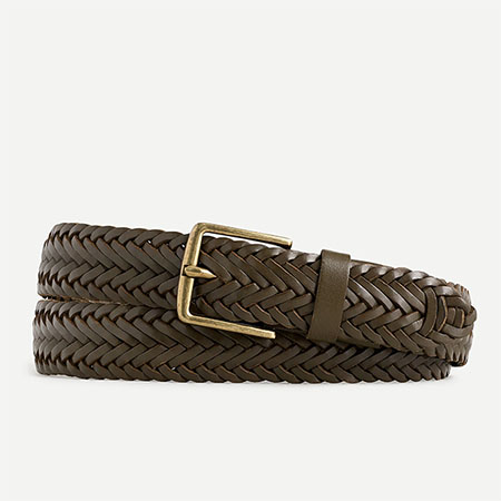 dark brown braided leather belt