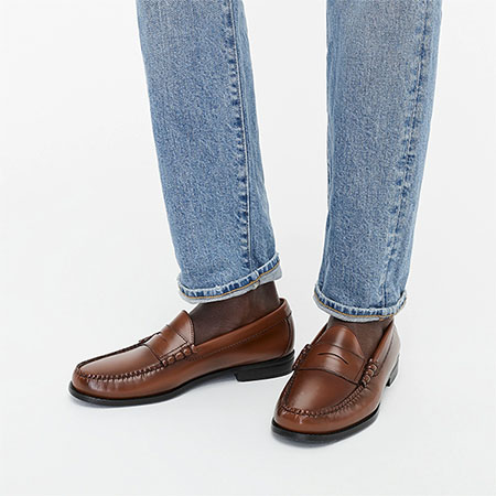 brown leather loafer shoes