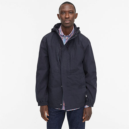 dark blue anorak coat
