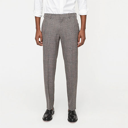 blue brown glen check slim fit italian wool suit pants