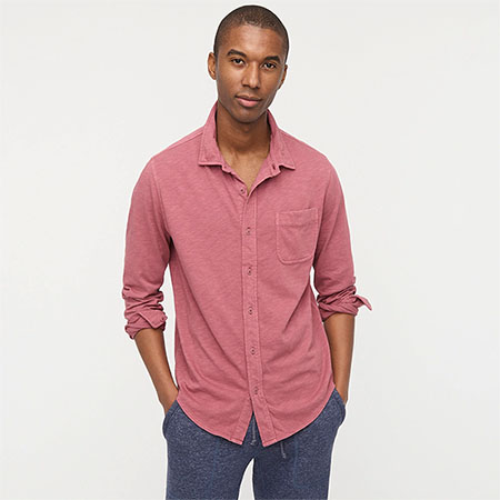 faded red long sleeve button up shirt