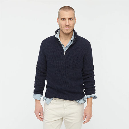 dark blue half zip sweater