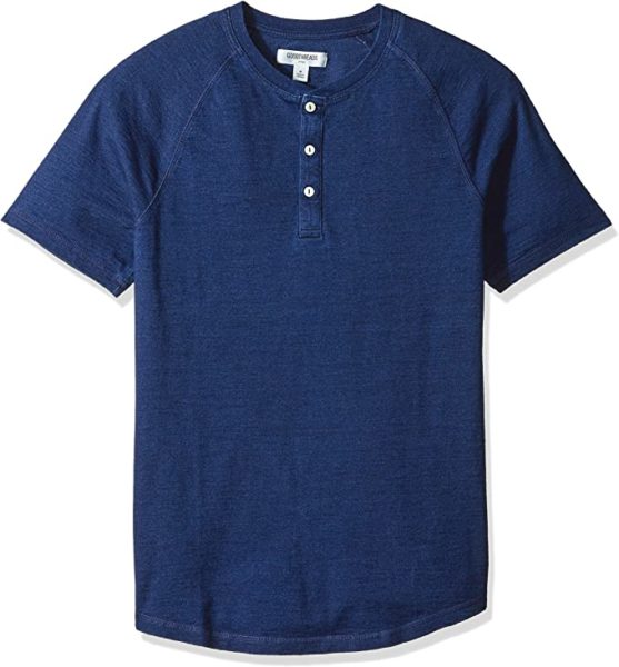 dark blue short sleeve henley shirt