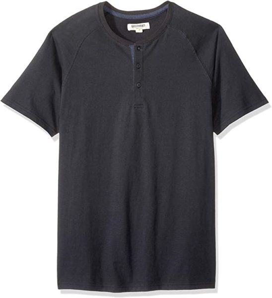 black sueded jersey short sleeve henley shirt