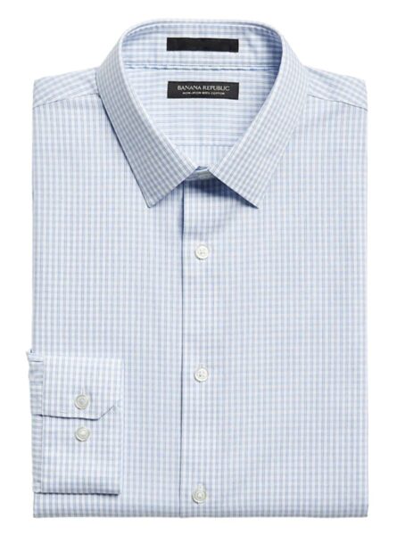 blue white slim fit button down dress shirt
