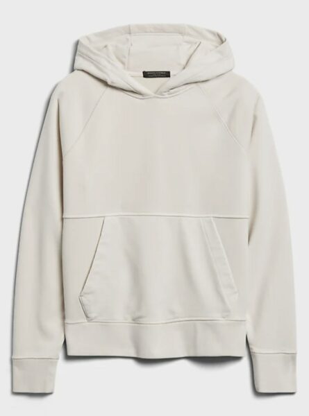 white french terry hoode sweater