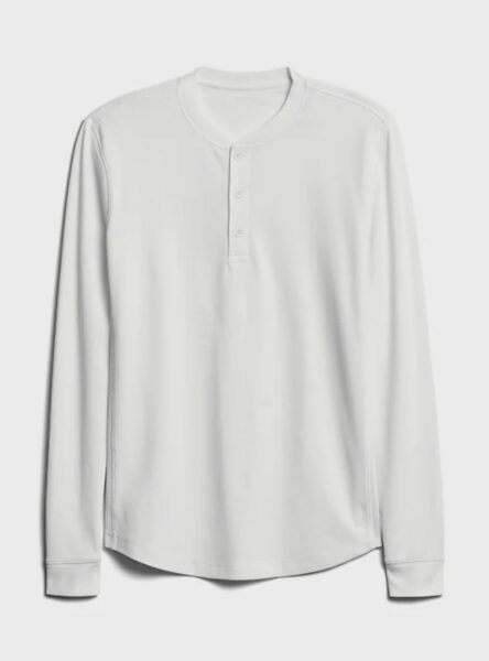white long sleeve henley shirt