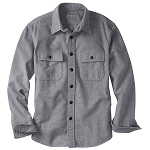 grey long sleeve button down chamois cloth shirt
