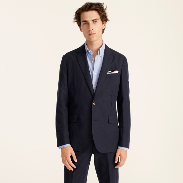 screw unstructured navy Irish cotton-linen suit