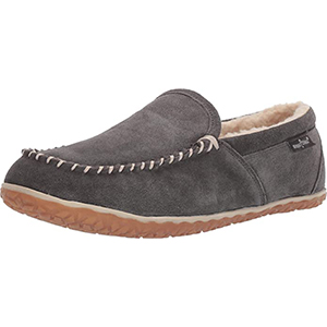 grey indoor soft mocassin style slipper shoe