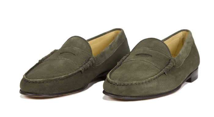 olive green loafers