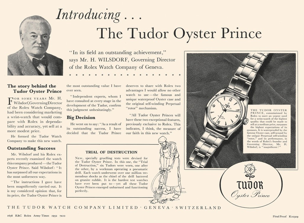 Tudor Watches - vintage tudor watch advertisement