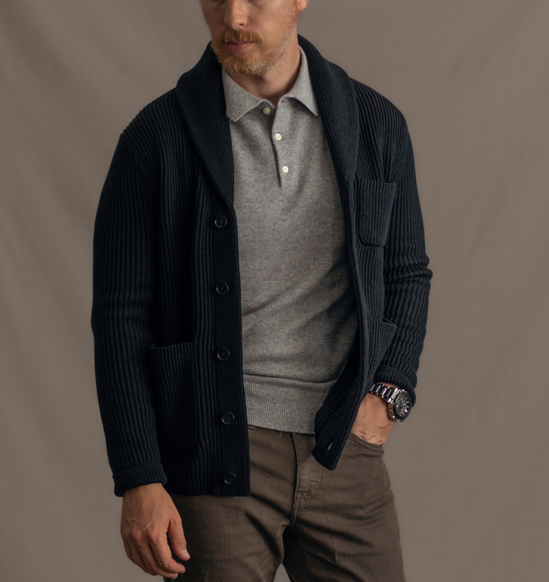 men's shawl collar sweater