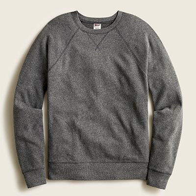 grey fleece crewneck sweatshirt