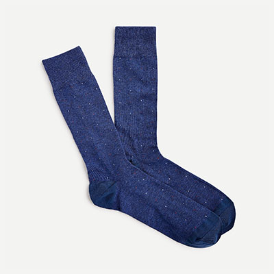 blue and white dot stitch socks