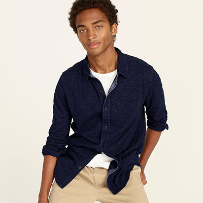 dark blue button up shirt