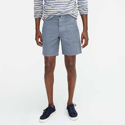 grey cotton linen shorts