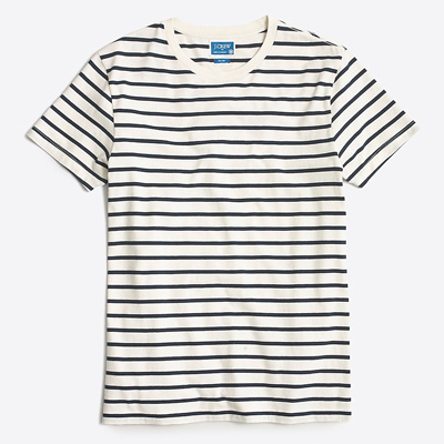 black and white striped short sleeve deck shirt