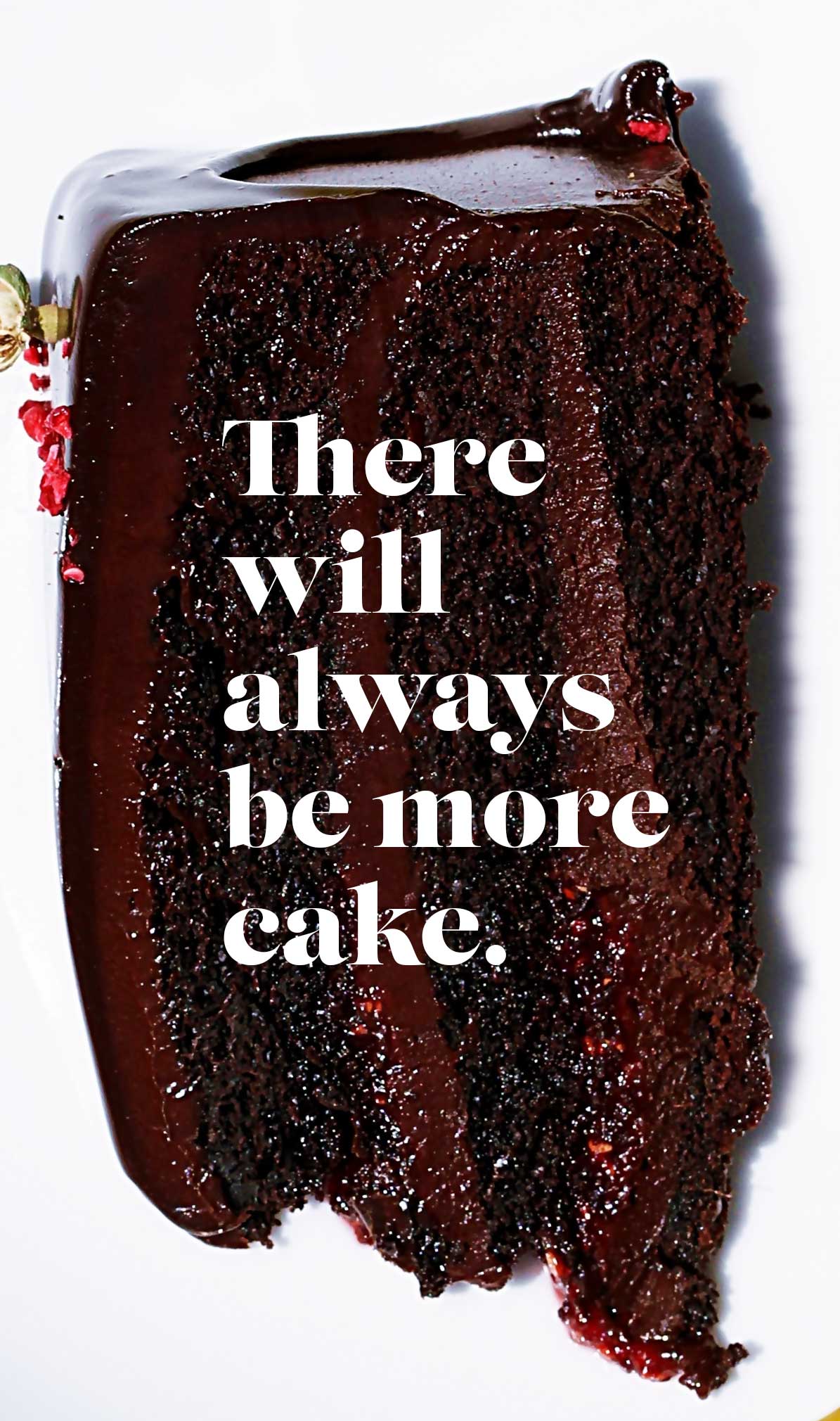 there will always be more cake text on top of slice of cake