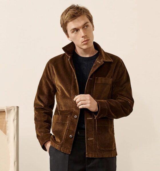 image of man wearing a brown corduroy jacket