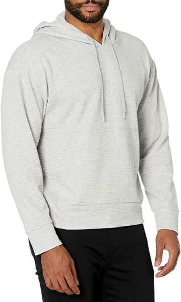 white long sleeve hooded waffle hoodie