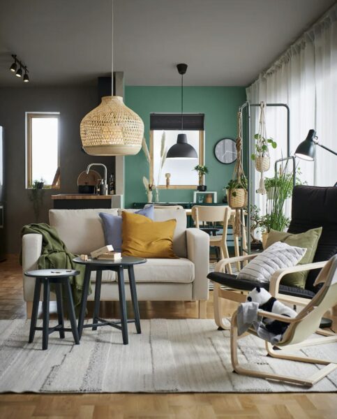 image of a living room with a couch and rug