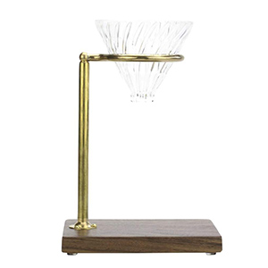 image of brass and glass pour over coffee maker