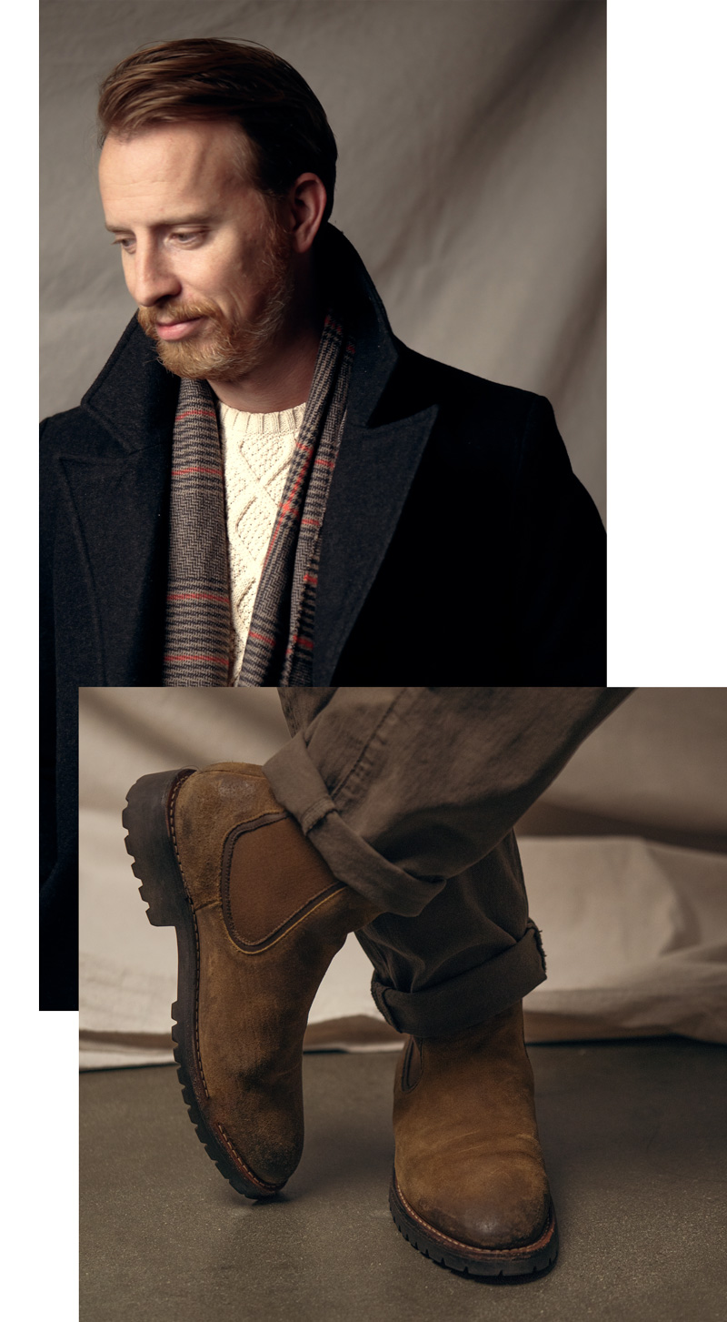 topcoat with Chelsea boots