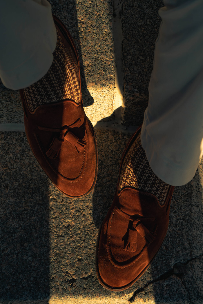 brown suede loafers