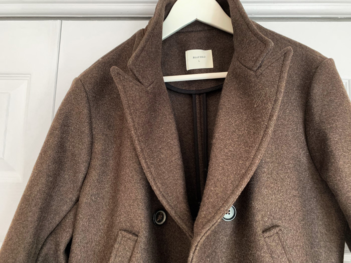 peak lapels on billy reid bond pea coat