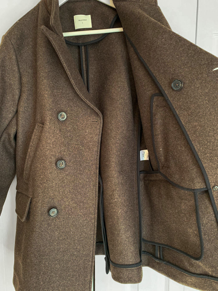 billy reid bond pea coat unlined interior