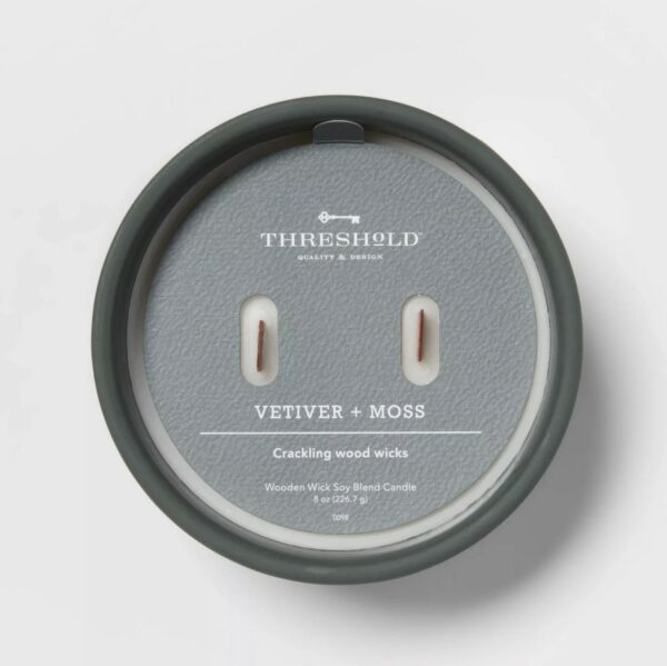 image of a two wick candle in a grey ceramic pot