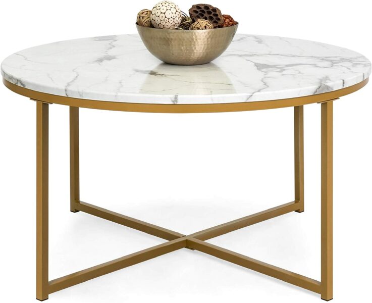 image of a faux marble coffee accent table