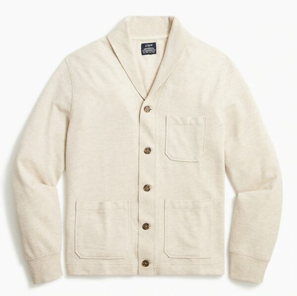 image of a white shawl collar cardigan