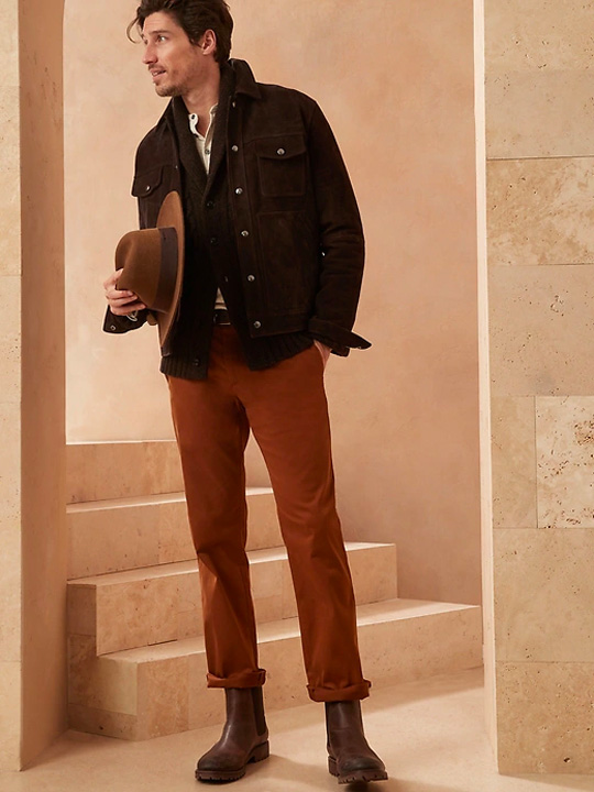 man wearing brown pants